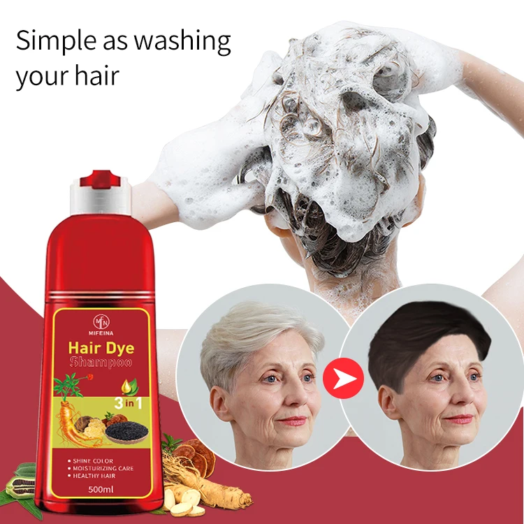 factory MOQ low Best-selling herbal care ammonia-free 500ml hair dye lasting dark brown dyeing easy to operate color shampoo