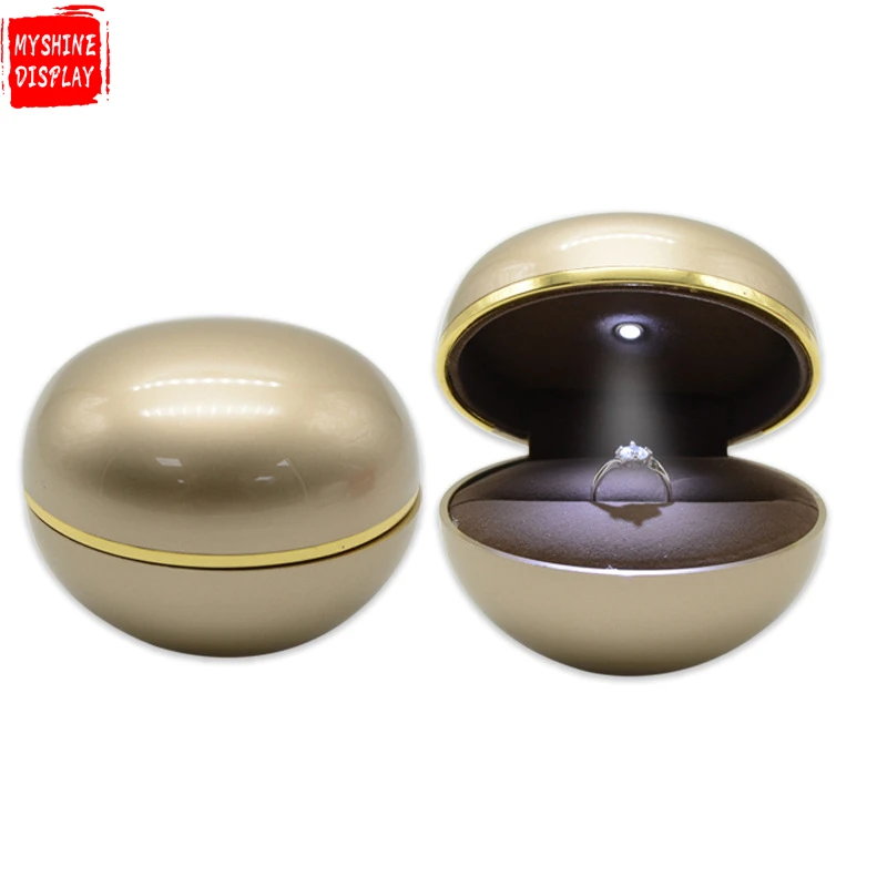 Creative diamond ring gift box high-end paint led light egg-shaped ring box jewelry box