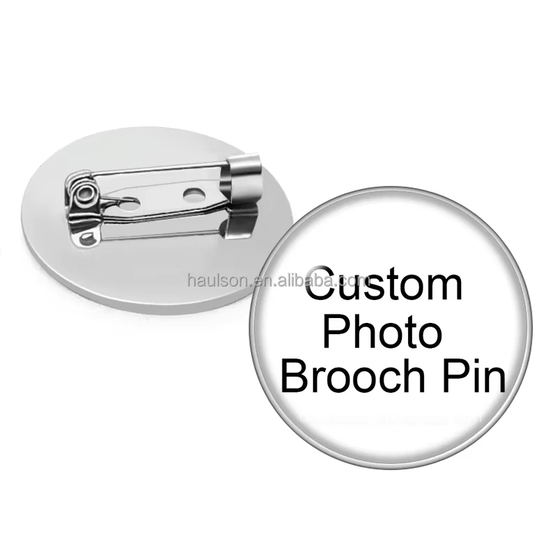 Professional Custom Photo Brooch Round Stainless Steel Tag Badge Epoxy Metal with Pin or Butterfly Buckle Clothing Accessories