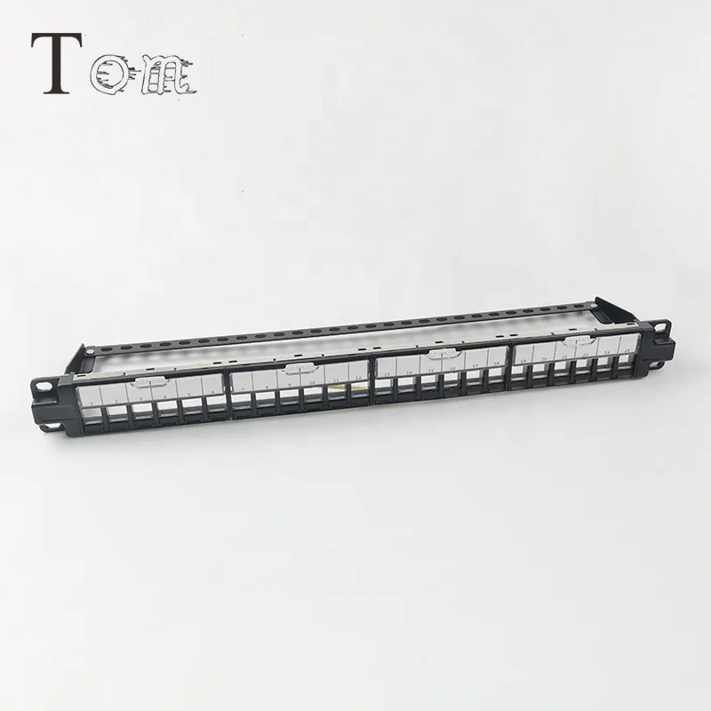  TOM-P-09 19 '1U STP пустой патч-панель 24 порта со шторкой для RJ45 keystone jack Телеком общение с адвокатского сословия задней части ''1U пустая затвором Телекоммуникация