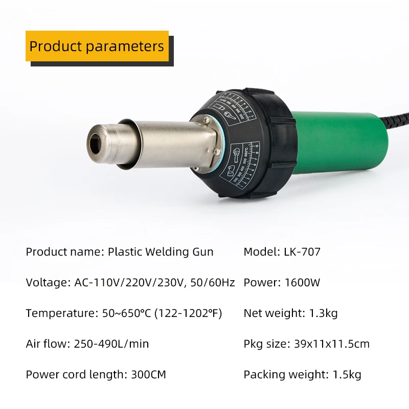 LK707-2  plastic welding kit hot air welding gun electric heat weld torch 1600 watts professional welder tool