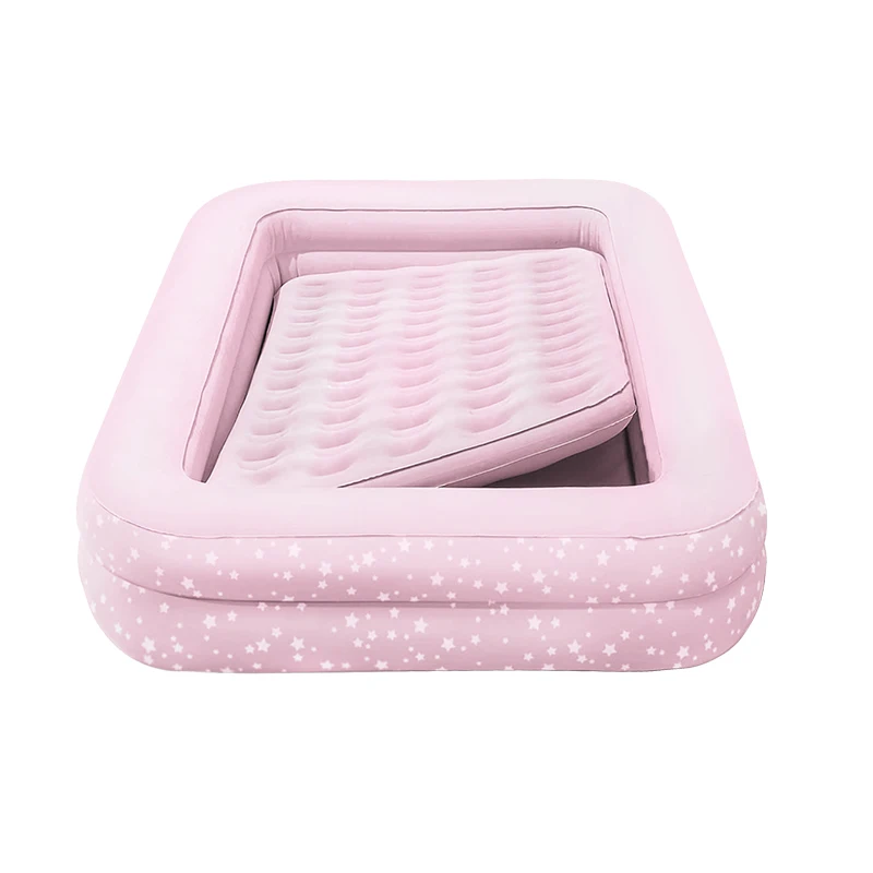Safe and Comfortable Inflatable Toddler Travel Bed Blow Up Perfect Kids Air Mattress Bed with Raised Sides