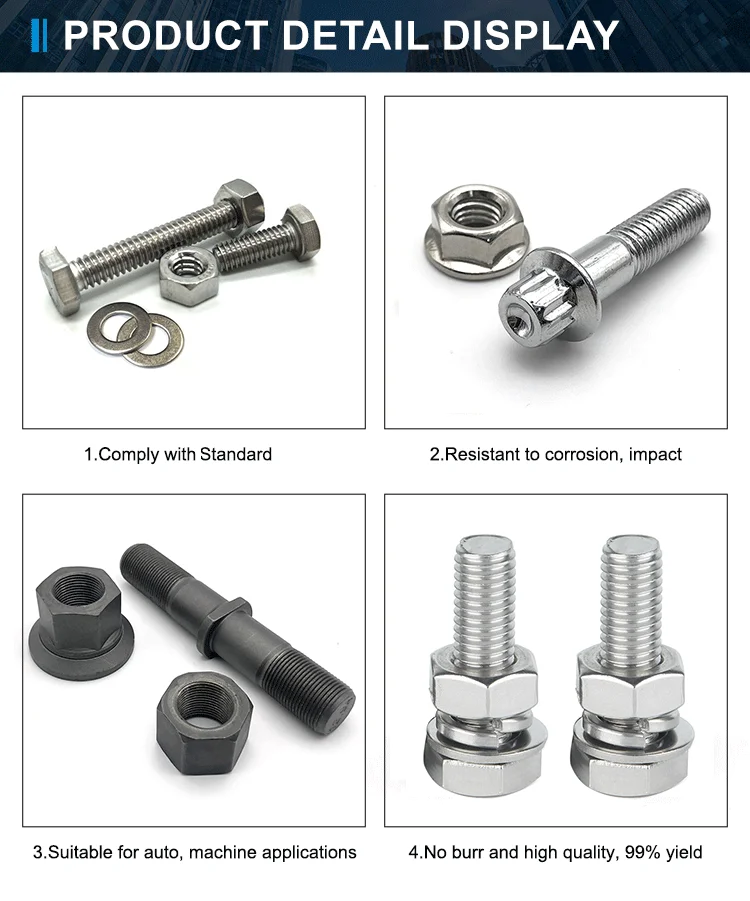 OEM ODM Custom Stainless Steel Hex Screws Bolt And Nut M2 M5 6Mm M20 Hex Head Bolt