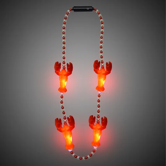 Led Light Up LED Red White Lobster Necklace Halloween Costume Decoration