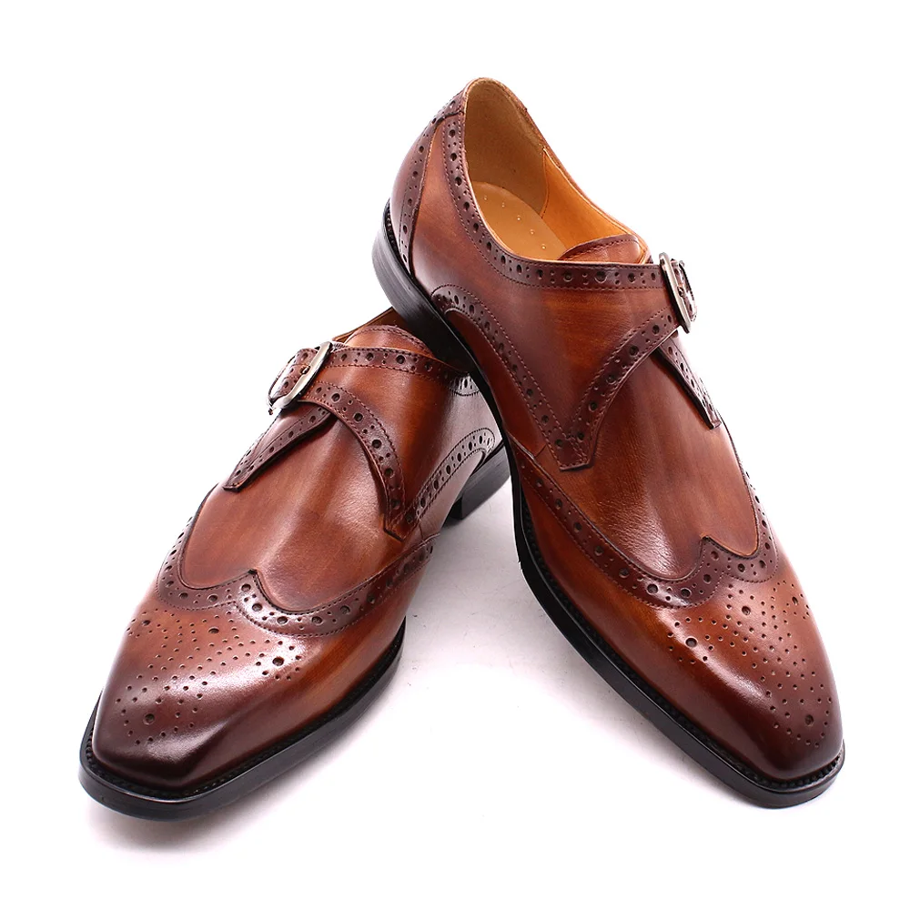 Luxury fashion Italian design brown black color men formal dress shoes for party office