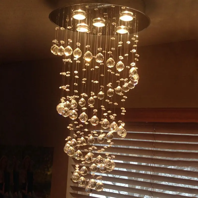Indoor villa staircase long Chandeliers Pendant Lights Wedding Decoration Crystal Ball Line Chandelier Ceiling Lamp