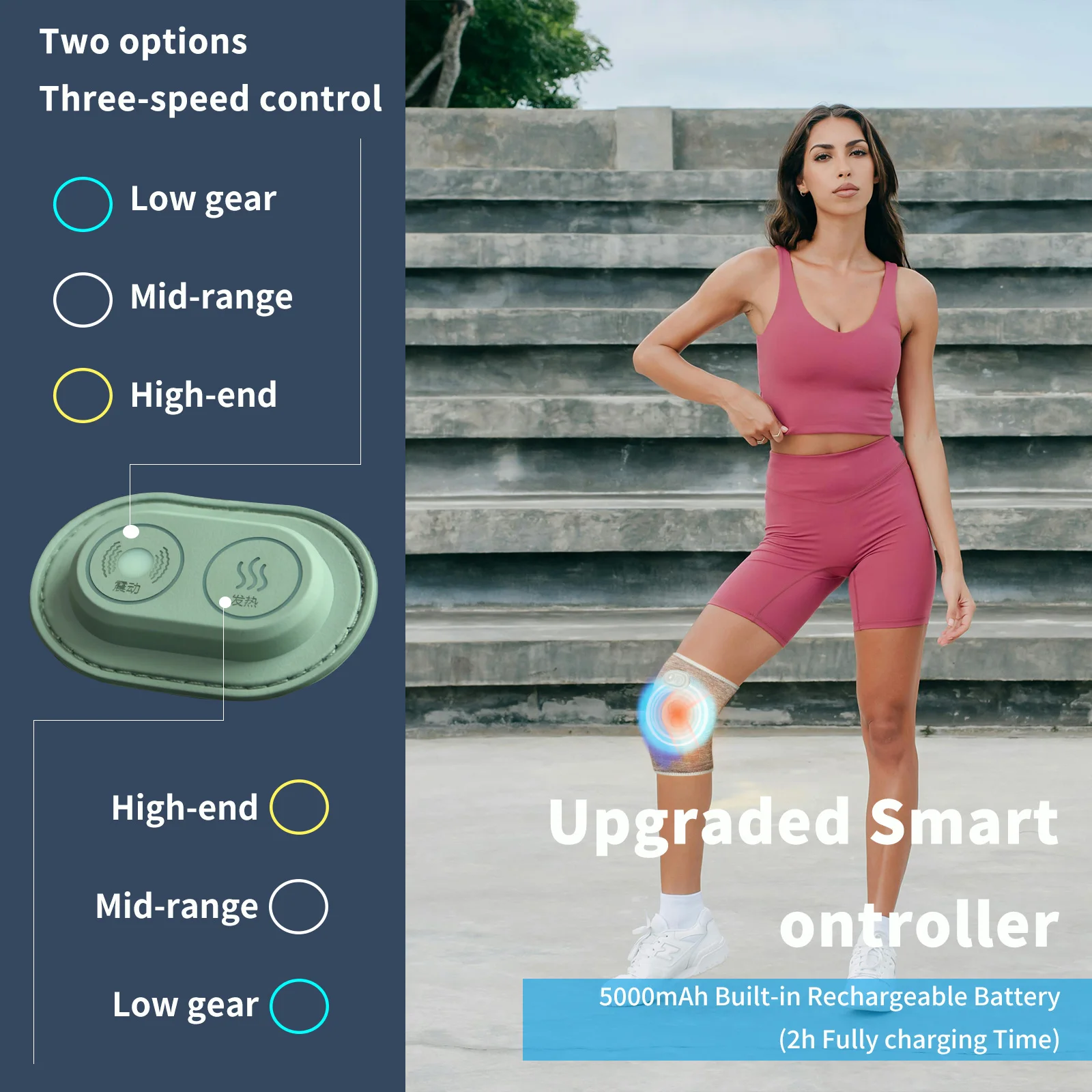 Heated Knee Brace Wrap Pad Dual-use Thermostat Usb Heating Knee Pads for Knee Strains Arthritis with Massage