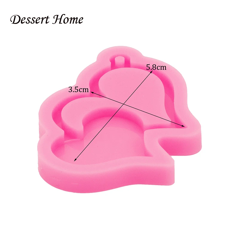 DY0633 Shiny Paisley Heart and Puzzle/Paw Keychain Silicone Mold Friendship Heart Mould Crafting Jewelry Epoxy Tools Resin Cake