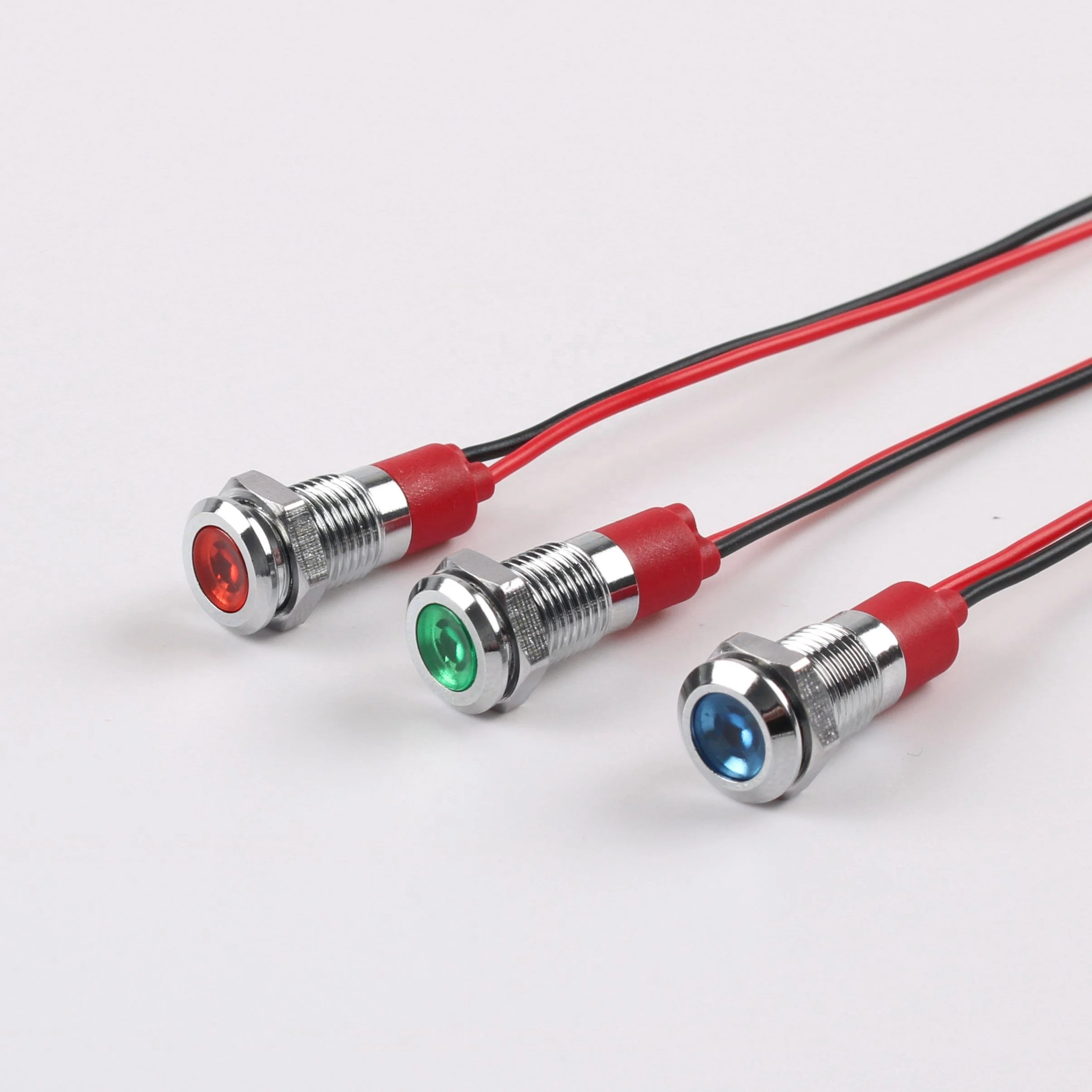 8mm metal indicator LED Power indicator lamp highlight spherical (ball head) lamp waterproof cord indicator 3V/6V/12V/24V/220V