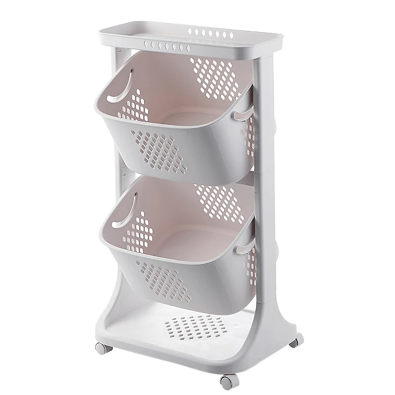 Multilayer plastic  storage  basket plastic  dirt    vegetable rack fruit rack     Kitchen vegetable rack with wheels