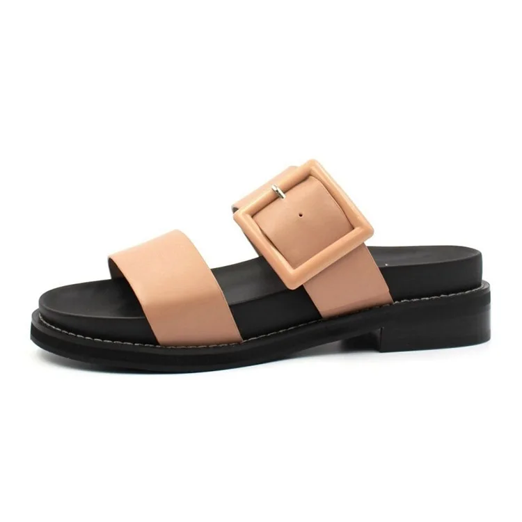 Custom Logo Factory Summer Comfort Flat Platform Slides Two Band Anti Slip Slide-On Sandal For Women