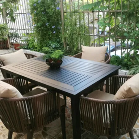 modern luxury fashion furniture outdoor plastic wood dining garden outdoor table for sale