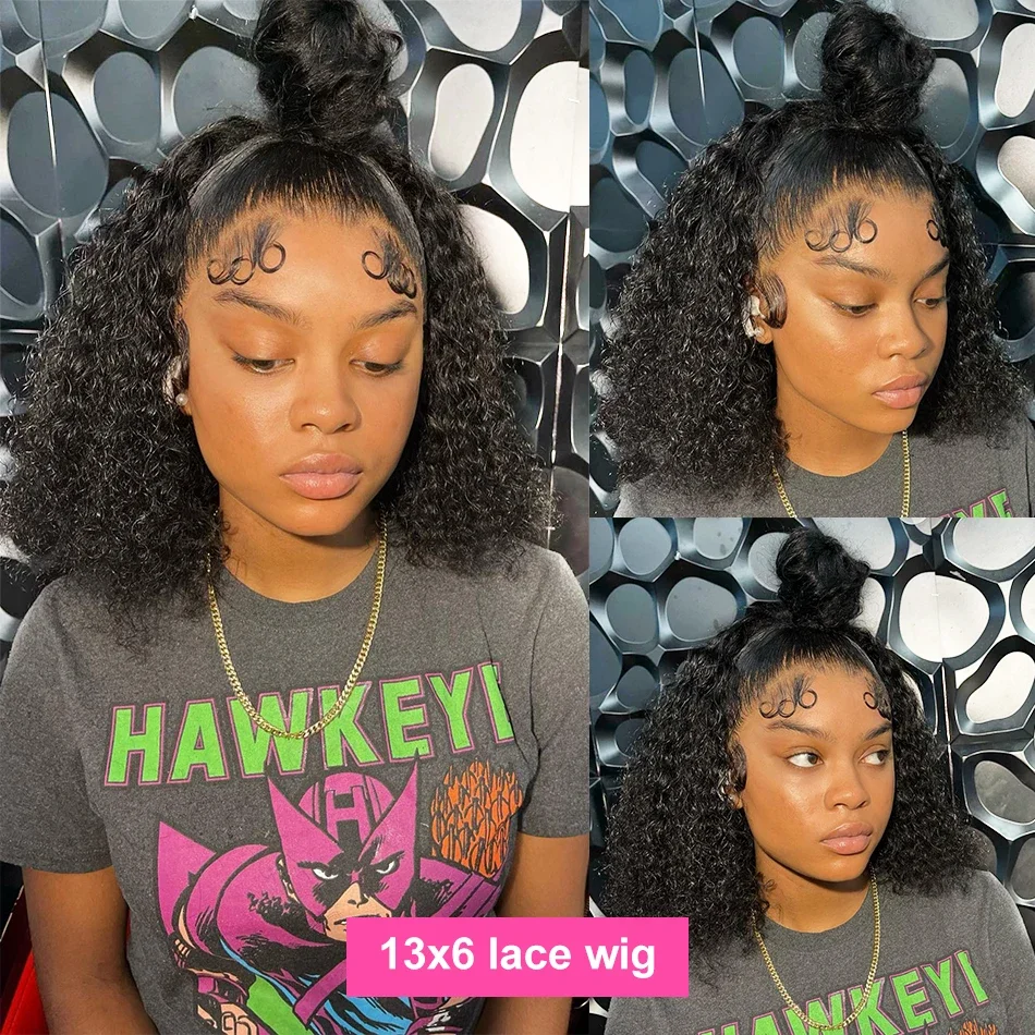 Cheap Kinky Curly Human Hair Short Bob Wigs Human Hair Swiss Lace Front Hd Lace Frontal Wigs 13x6 Hd Human Hair Lace Front Wigs