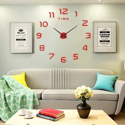Novelty modern design home decorative wall sticker clock 3D frameless large DIY wall clock