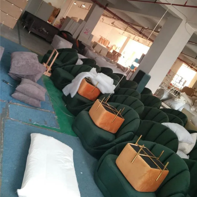 velvet living room furniture sofa lounge chair ottoman with gold  legs