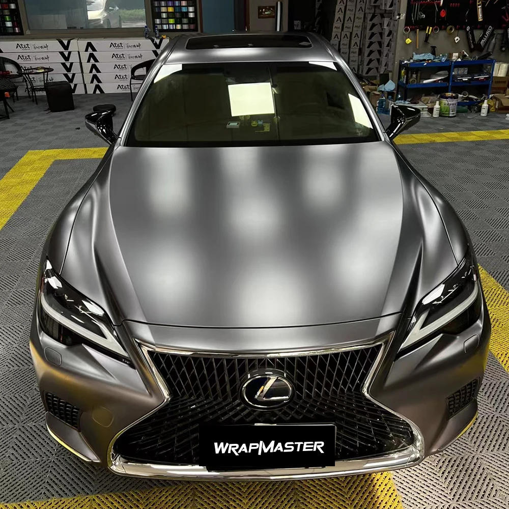 WRAPMASTER 5*56ft Satin Metallic carbon grey vehicle wraps Car vinyl Wrapping film