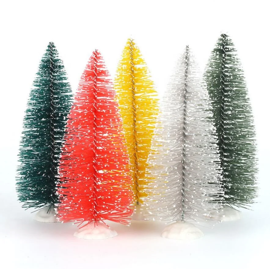 
7inch Mini Christmas Trees Bottle Brush Trees Tabletop Trees for Christmas House Decoration Diorama Models Christmas Village Acc 