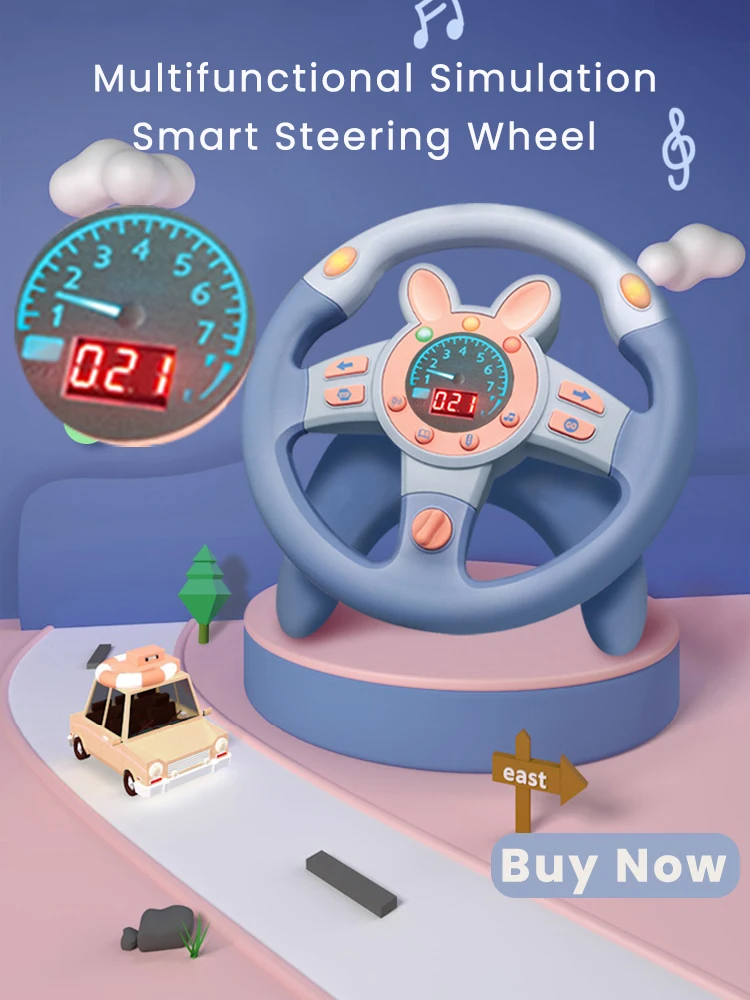 Infant Shining  Simulation Steering Wheel Toy with Light Sound Kids Early Educational Stroller Steering Wheel Vocal Toys