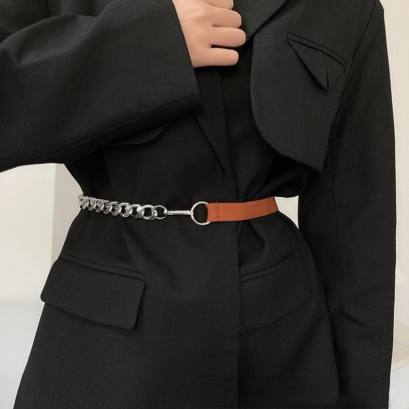 Fashion Metal Chain Suit Waist-tight Belt Elastic Waist Seal Lazy Style Belt