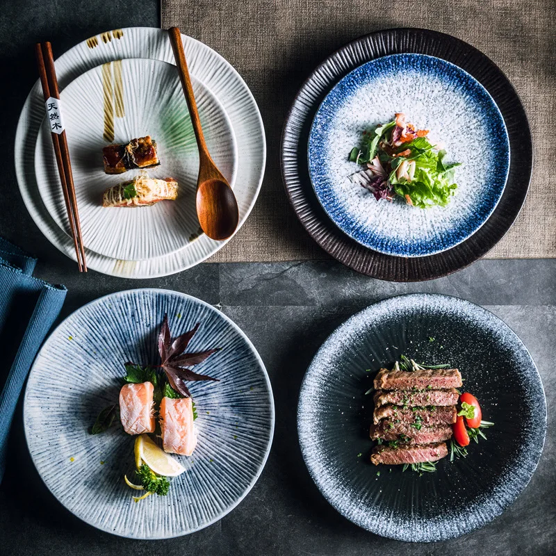 Restaurant Durable Multi Style Ceramic Plates Minimalistic Hand Painted Dinner Dishes