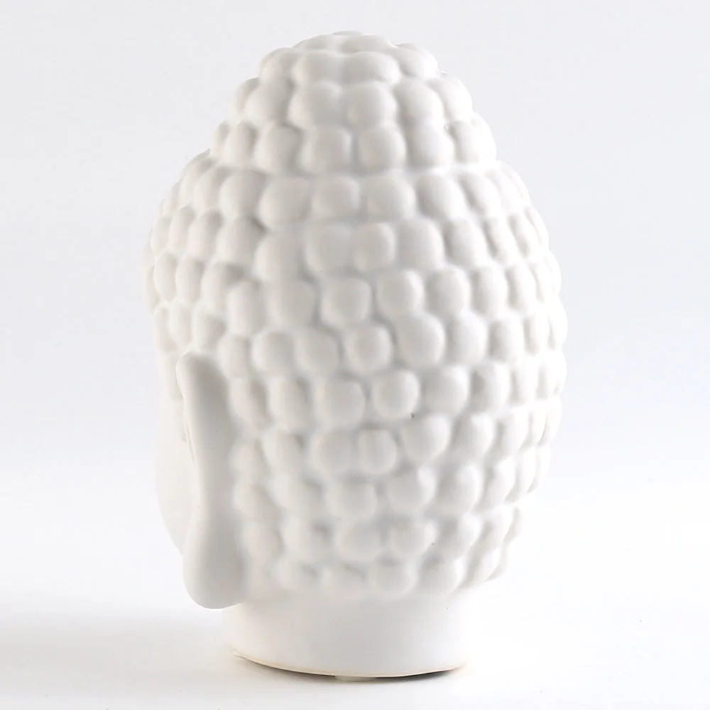 6 inch Matt White Ceramic Porcelain Buddha Head For Home Decor Decoration