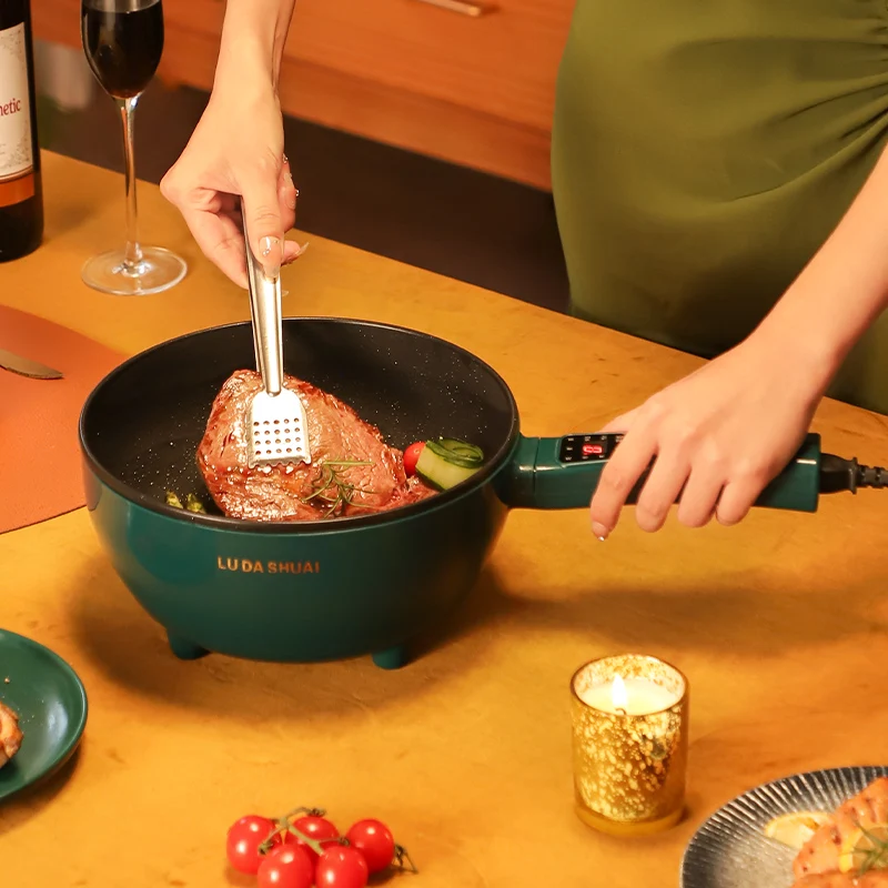 Multipurpose automatic skillet non stick electric cooking pot electric frying pan with steamer household smart electric wok