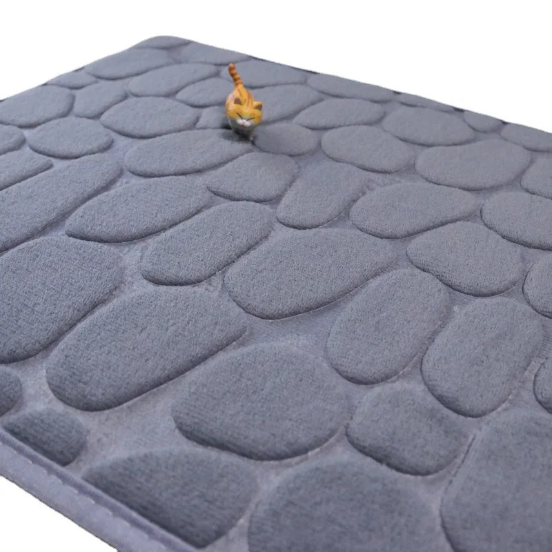 Cobblestone coral velvet doormat toilet absorbent foot mats home decoration  floor mat