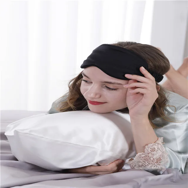 New Fashion Luxury 19MM Soft Solid Colour 100% Silk Scrunchie  Pillowcase Silk Eye Mask Set