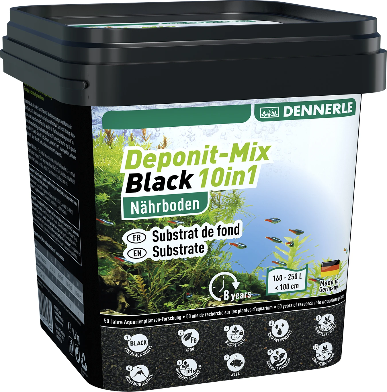 DENNERLE Deponit Mix профессиональный черный 1 кг многоминеральный питательный Средний субстрат для аквариума и