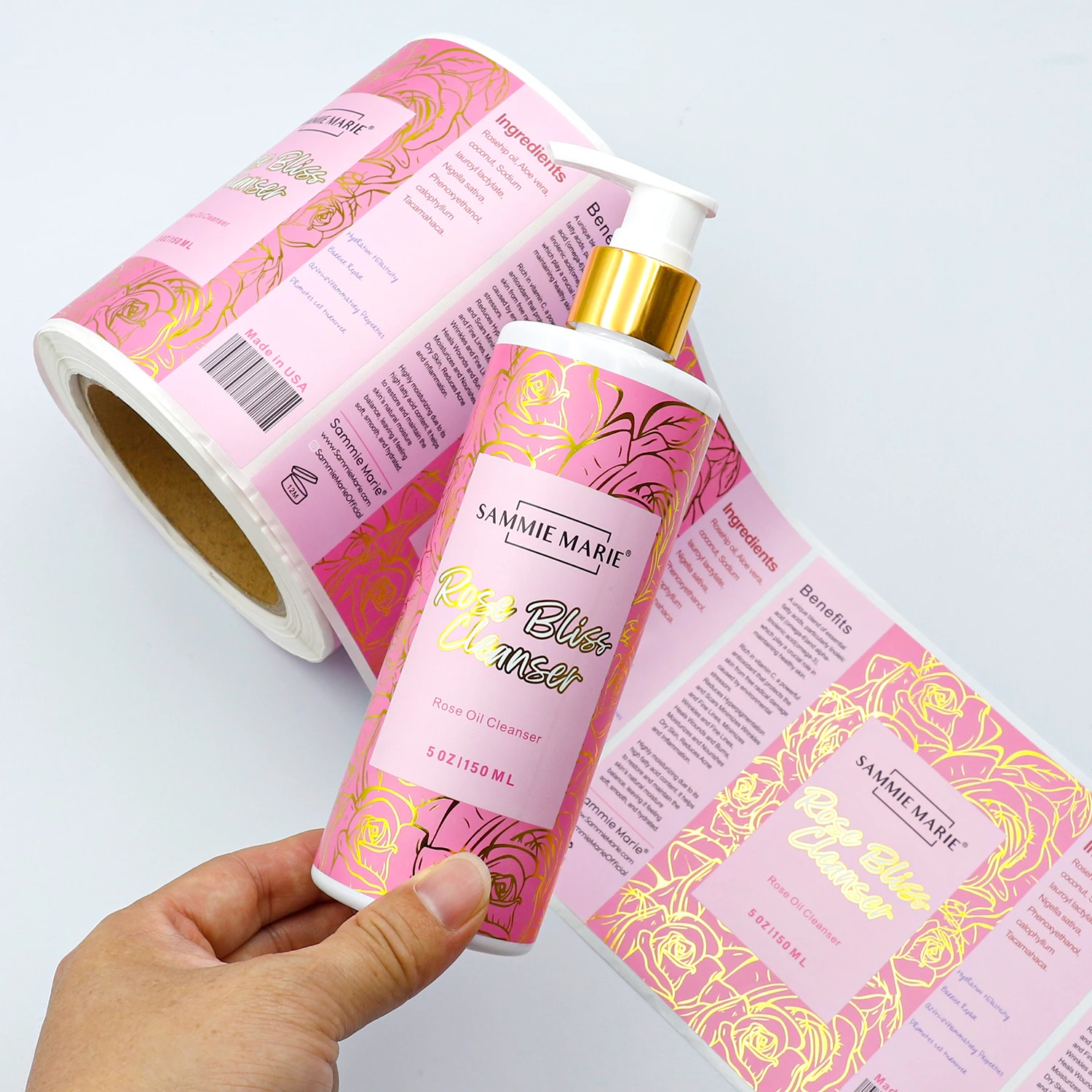 Custom Printing Logo Luxury Waterproof Packaging Bottle Gold Foil Labels Roll Etiquette Alimentaire Stickers For Food Cosmetic
