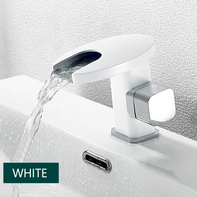 Brass Bathroom Waterfall Single Hole Cold&Hot Water Basin Tap Faucet