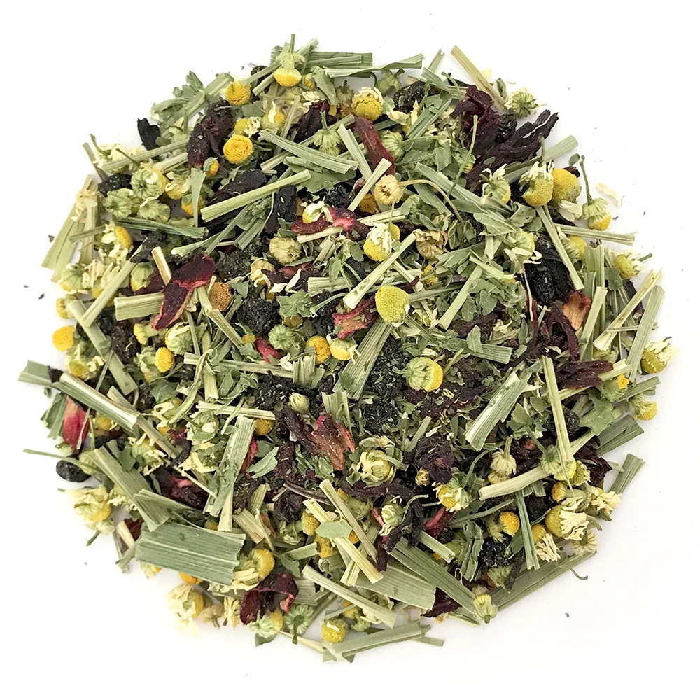 Wholesale strawberry vanilla flavored black health tea with dried fruit rose chamomile flower herbal flavor tea fruit blend tea