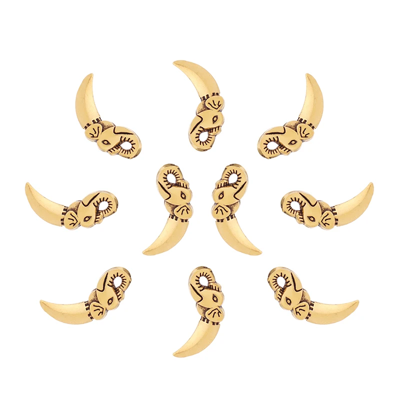 Antique Gold 3D Ivory Elephant Tooth Charms Pendants Beads 2 Sided for Necklace Bracelet Jewelry Making Accessories