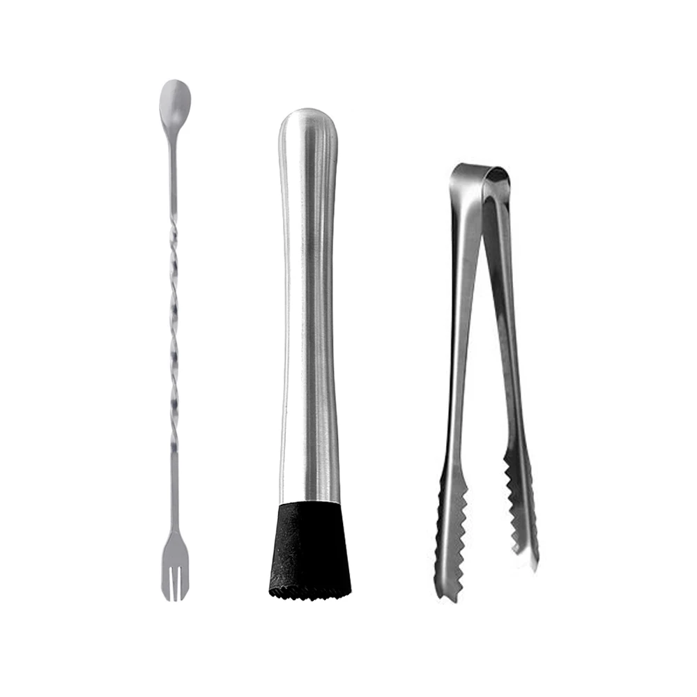 Good Price Portable Mixology Martini Bartender Kit Bar Set of 3 with Stirring Spoon Muddler Ice Tong