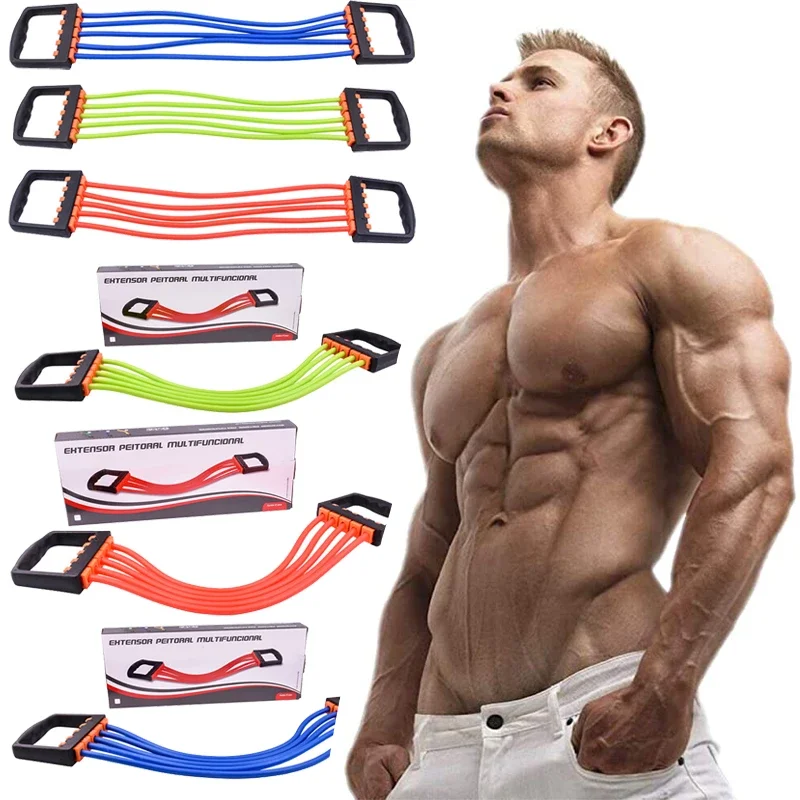 Wholesale Five Latex Tube Tensioner Exercises Adjustable Fitness Pull Rope Tube Chest Expander Resistance Band