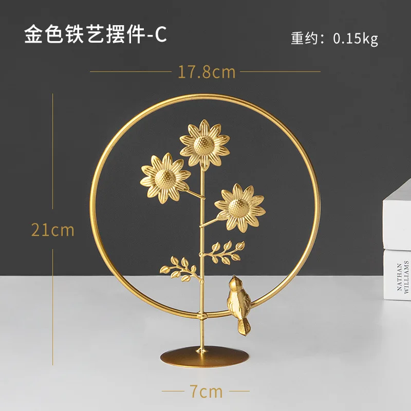 Wholesale luxury living room wine cabinet porch home decorations creative metal craft ins iron leaf ornaments