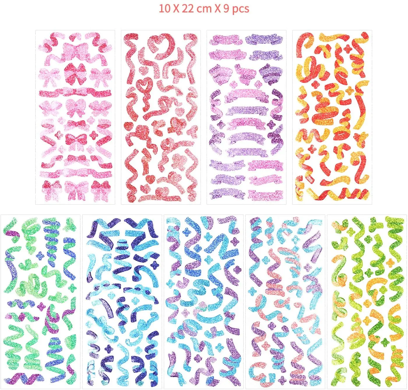 Customized Korean Kawaii Colorful Glitter Bowknot Stickers for Arts DIY Photocards