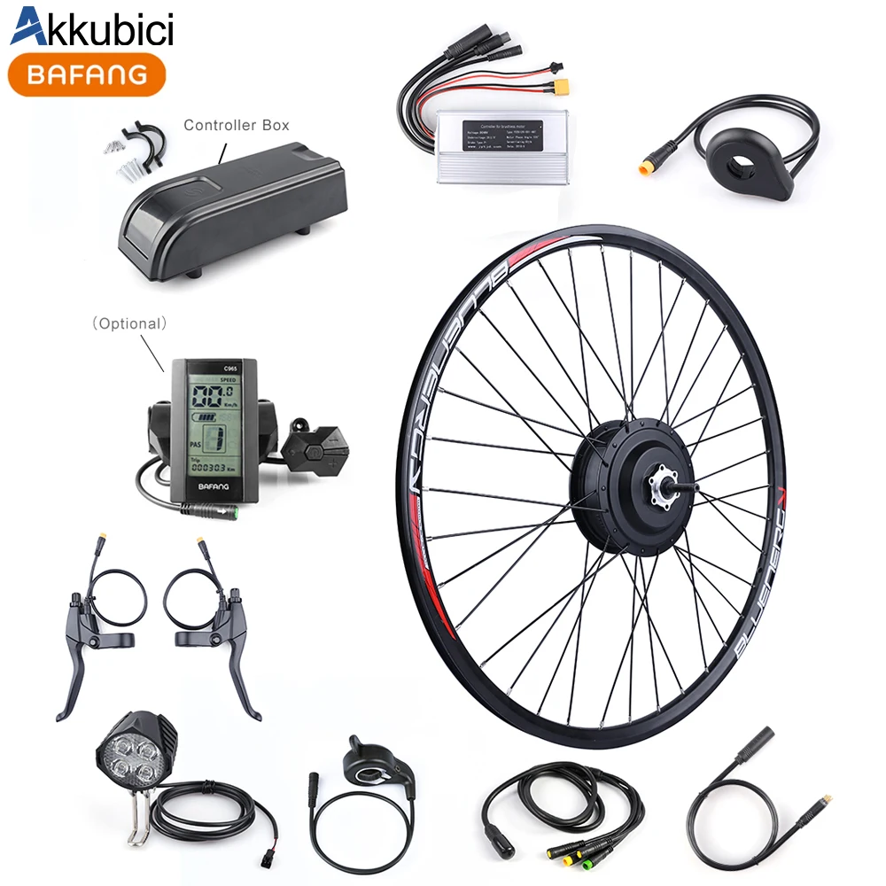 Akkubici Ebike Bafang 48V 500W Geared Hub Motor Rear Wheel Drive Ebike Motor Conversion e-bike Kit for Freewheel with Display