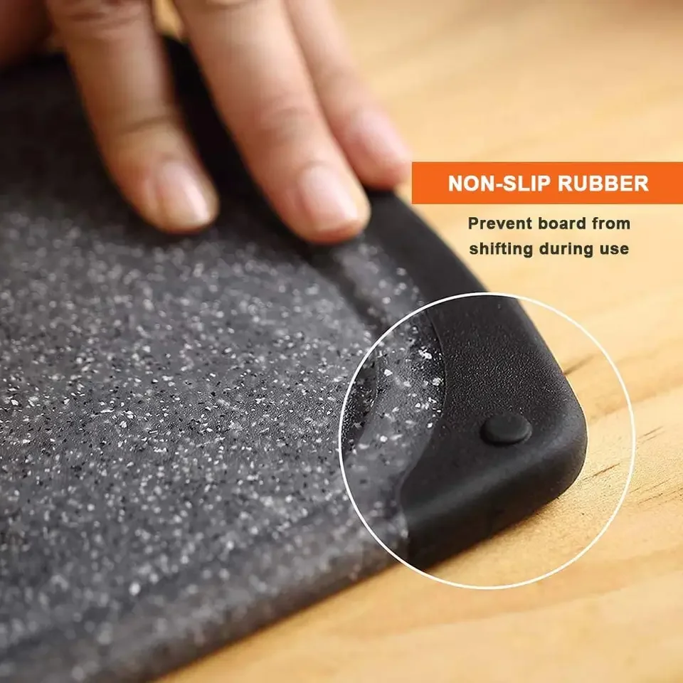Dishwasher Safe BPA Free 3 Pieces Set Plastic Chopping Board Set with Juice Groove Appearance Kitchen Marble Style Cutting Board