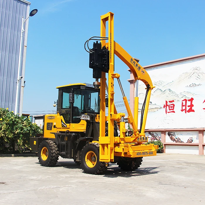 Highway guardrail fence post installation pile driver for load type