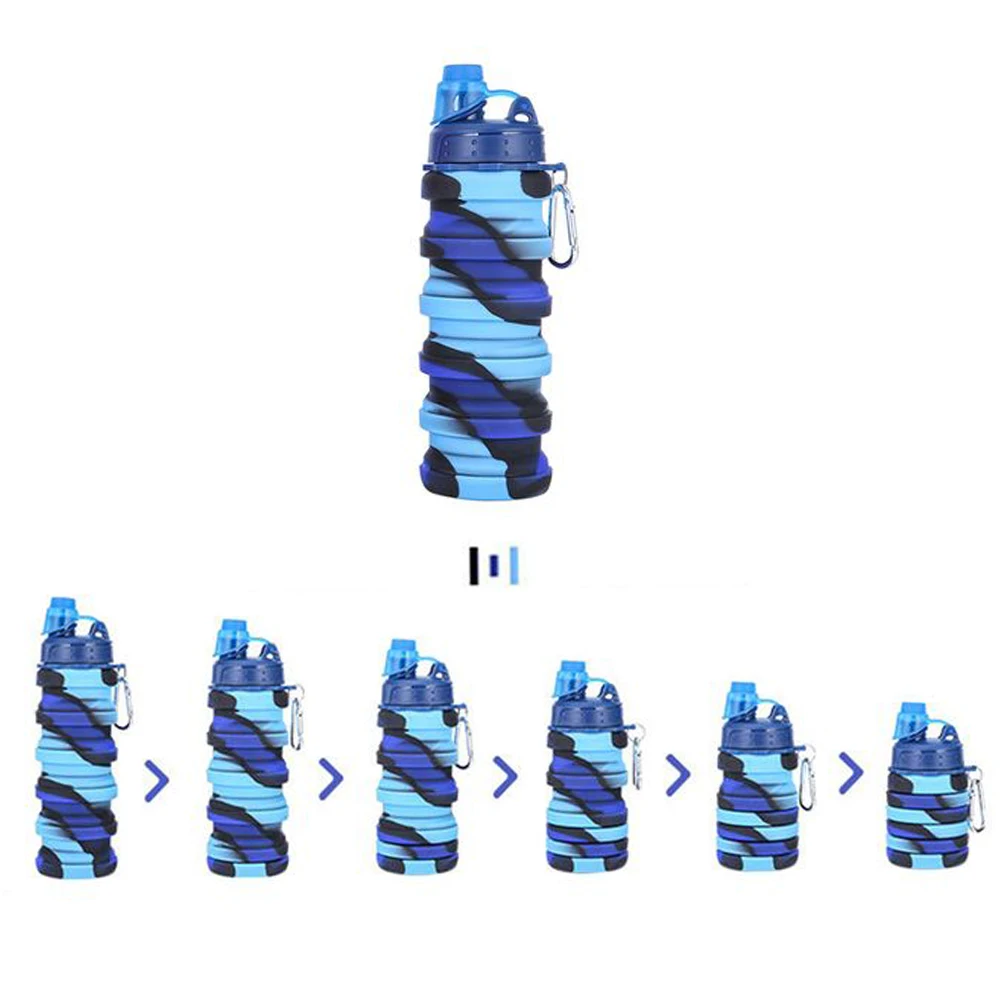 Custom Foldable Water Bottle Sport Kid Collapsible Silicone Water Bottle Online
