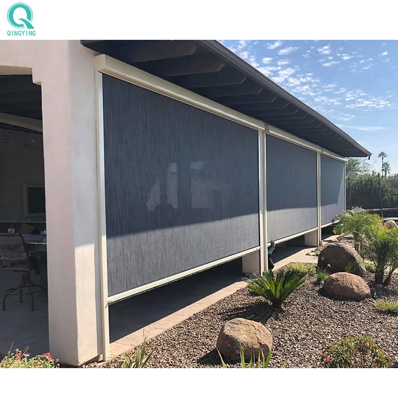 QINGYING outdoor motorised roller blinds with electric drive remote controller