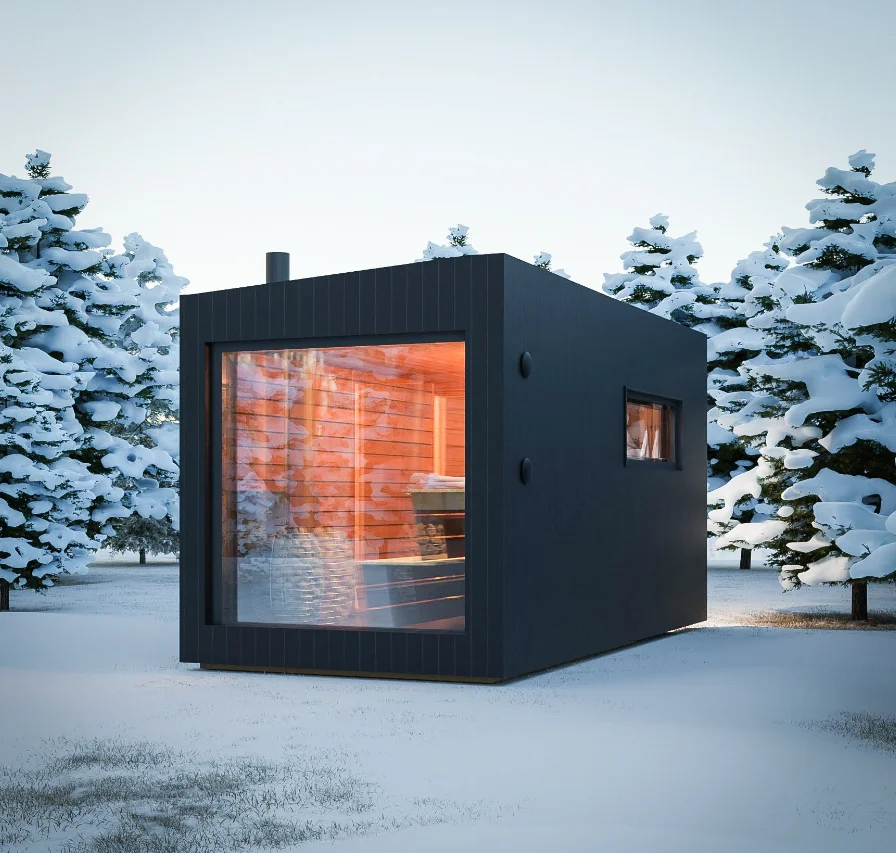 Fired Sauna Cabin House Fired Cube Sauna Room Traditional Wood Spruce Outdoor Modern Solid Wood Villa with Pool 2 Years 40 Mm