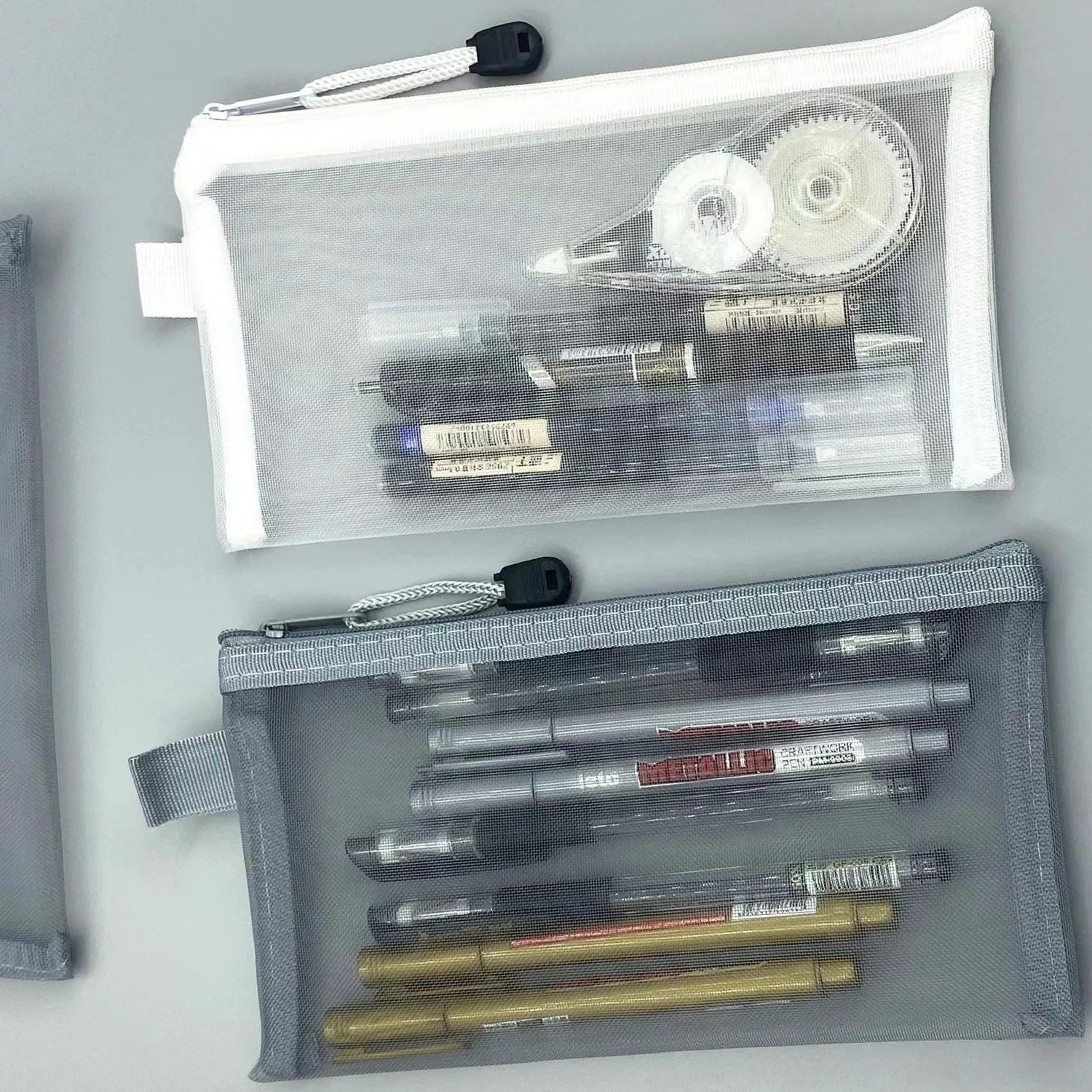 SY Mesh Pencil Bag Pencil Storage Bag Student Exam Special Pencil Case Transparent Simple Fabric