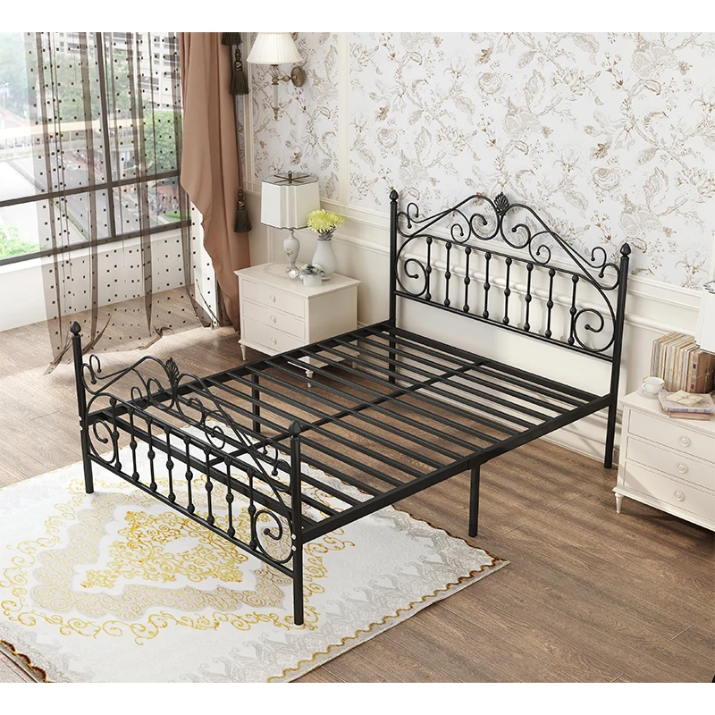 
bed room high bed queen size single furniture iron hotel frame metal mesh base modern metal bed 
