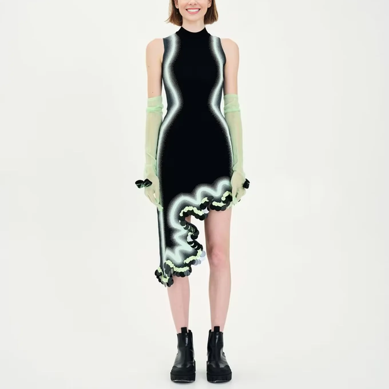 Модная юбка с флуоресцентными полосками