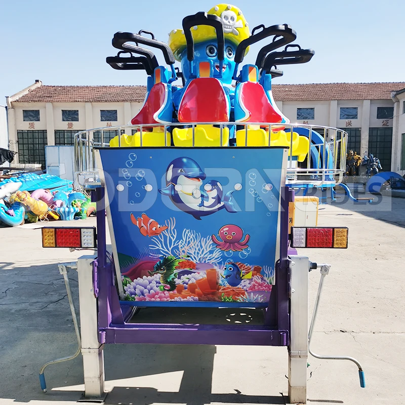 Newest design trailer flying car carnival games kids popular amusement park rides octopus flying car for sale