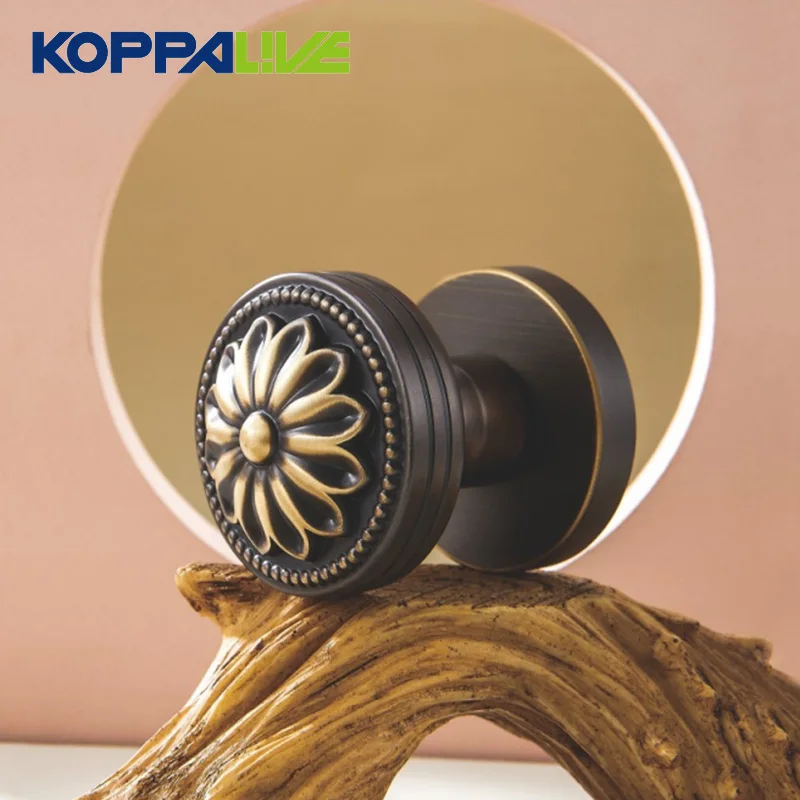 New Chinese style bedroom split silent antique brass door knobs copper ball fancy household universal door handle invisible lock
