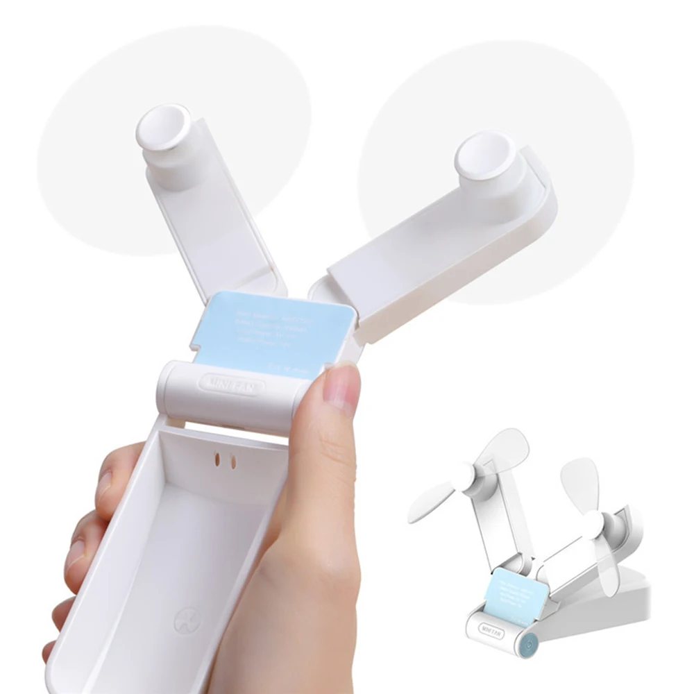 2024 New Product High Wind Double Headed Fan Brushless Motor Usb Rechargeable Portable Handheld Mini Electric Fan Plastic Modern