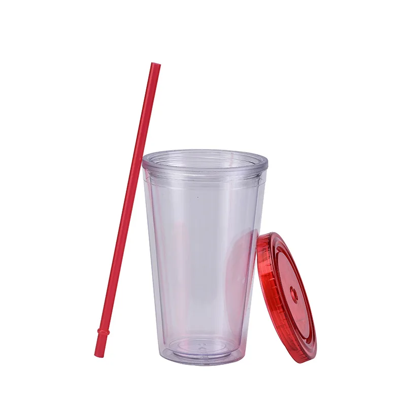 New product transparent customized 16oz color changing plastic cup reusable temperature magic cup with cover and straw
